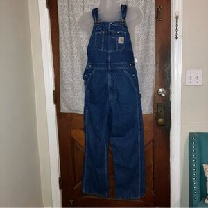 Carhartt Denim Bib Overalls 33 X 30 Blue Workwear Dungarees Made in Nicaragua
